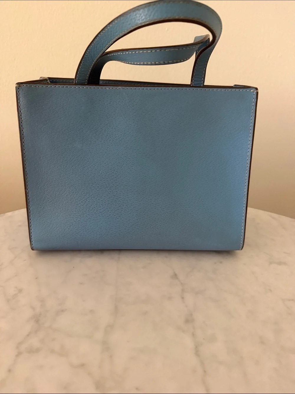 kate spade Blue Leather Mini Satchel with Gold Logo